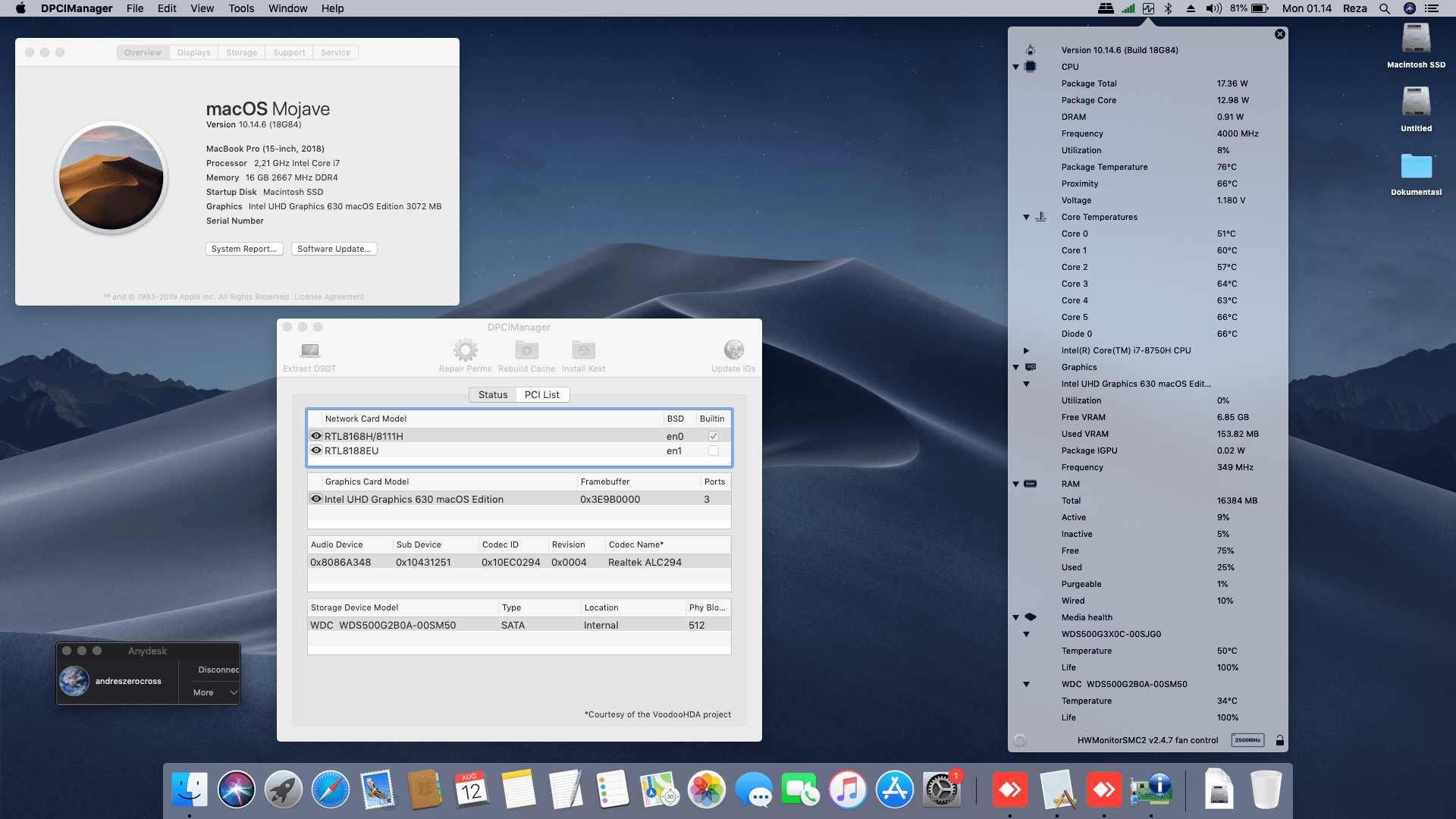 Success Hackintosh macOS Mojave 10.14.6 Build 18G84 at Asus ROG STRIX Hero II